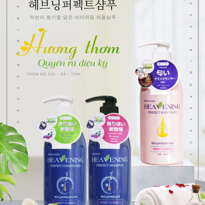 Combo 02 Dầu gội & 01 Dầu xả dưỡng chất suôn mượt tóc Heavening
