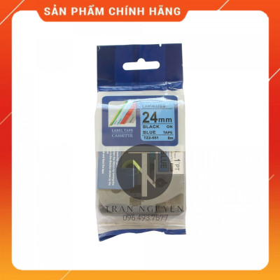 [Combo 5 hộp] Nhãn In Brother Tz2-551 - Đen nền Dương 24mm x 8m - Hàng nhập khẩu