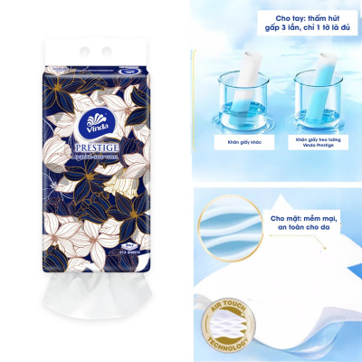 [MUA 1 THÙNG KHĂN TREO TƯỜNG TẶNG 3 GÓI  + 1 ẤM TRÀ] Khăn giấy treo tường cao cấp Vinda Prestige 4D 3 lớp 212 tờ