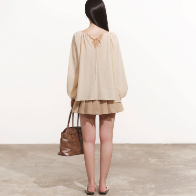 DOTTIE - Chân váy mini xếp ly - Nâu - S0275