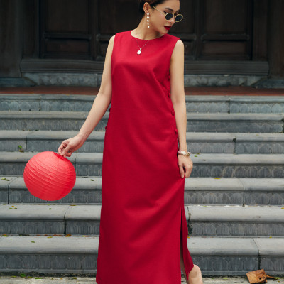 Đầm Xẻ Tweed Lộc DRE223 thời trang thiết kế Hity