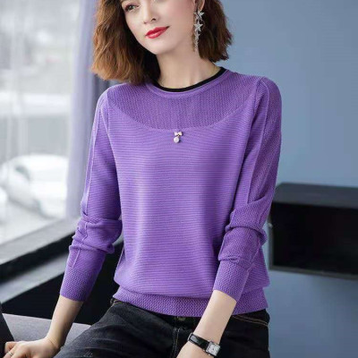 Áo len nữ dài tay cổ phối màu mẫu mới phong cách Hàn Quốc al18