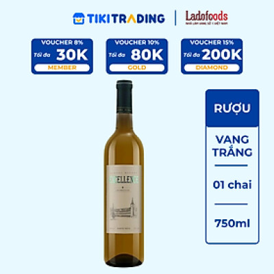 Rượu Vang Trắng Đà Lạt Ladofoods Excellence 750ml 12% - Không kèm hộp