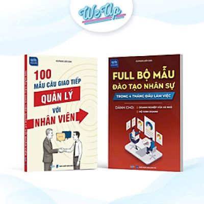 Combo 2 sách: Full bộ mẫu đào tạo nhân sự trong 4 tháng đầu làm việc, 100 Mẫu câu giao tiếp với nhân viên