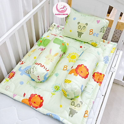 Bộ gối nệm trẻ sơ sinh Katina House, vải Tencel mềm mịn, mát, nệm chống thấm