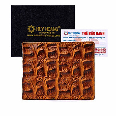 HJ2116 - Bóp nam Huy Hoàng vân cá sấu gai lớn màu vàng