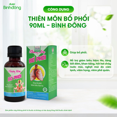 Combo 3 chai Thiên Môn Bổ Phổi Dược Bình Đông Chai 90ml dành cho Trẻ em – Giảm ho, Bổ phổi