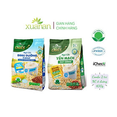 Combo 2 túi: Ngũ Cốc Dinh Dưỡng Canxi 400G + Ngũ Cốc Yến Mạch 400G [ít đường]