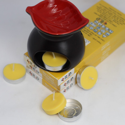 Nến tealight 10 viên không khói không mùi R2D màu vàng dùng cho đèn xông tinh dầu