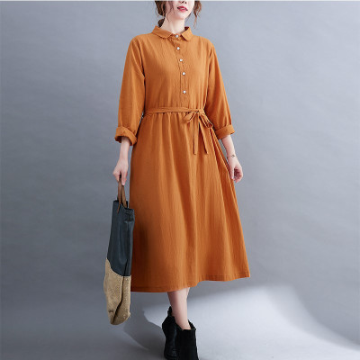 Đầm babydoll dáng dài qua gối, Đầm bigsize dài tay form rộng che khuyết điểm chất liệu đũi mềm Haint  Boutique