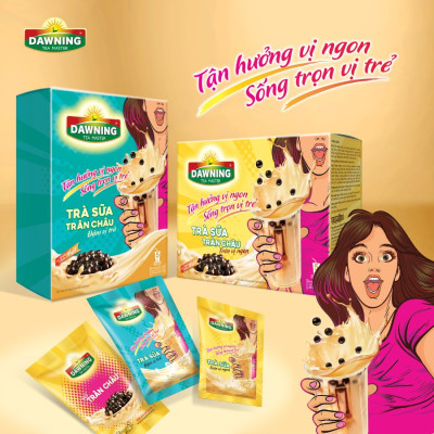 Combo 5 hộp trà sữa trân châu DAWNING Đậm vị trà, hương thơm trà tự nhiên giúp tỉnh táo 260g