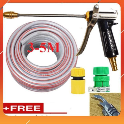 ️Evoucher Bộ dây vòi xịt nước rửa xe, tưới cây , tăng áp 3 lần, loại 3m, 5m 206318 đầu đồng,cút,nối vàng+  mở chai