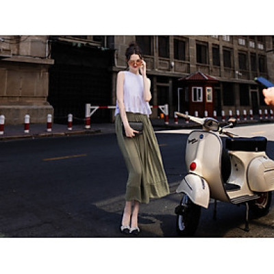 Set áo váy trắng xếp ly NGADO , set áo kèm váy , set áo váy kiểu Nữ