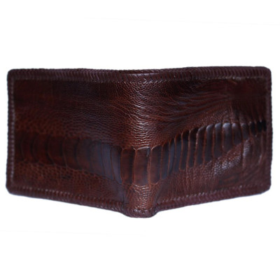 HP2437 - Bóp nam Huy Hoàng da đà điểu da chân đan viền màu nâu đỏ