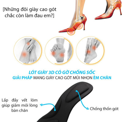 Lót giày cao gót mũi nhọn 4D có gờ chống sốc giảm mỏi gang bàn chân - buybox - BBPK65