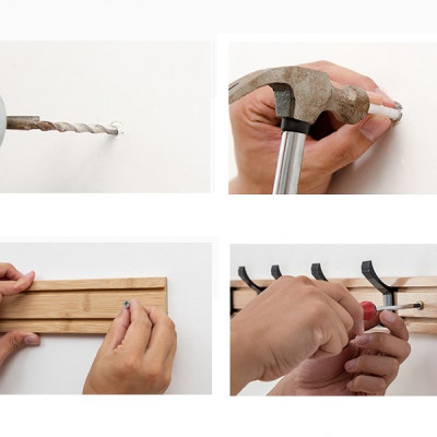 Móc treo quần áo gắn tường bằng gỗ MA17, móc di chuyển