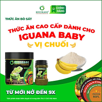 Thức ăn bò sát Iguana Baby GREENABC vị chuối dùng cho Iguana từ mới nở cho đến giúp tăng kích thước, lên màu đẹp, phòng chống MBD, teo đuôi – Hộp 230g