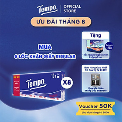 [MUA 8 LỐC TẶNG 1 LỐC + 1 HỘP GIẤY] Khăn giấy bỏ túi cao cấp Tempo Regular - 4 Lớp Bền Dai - Thương hiệu Đức