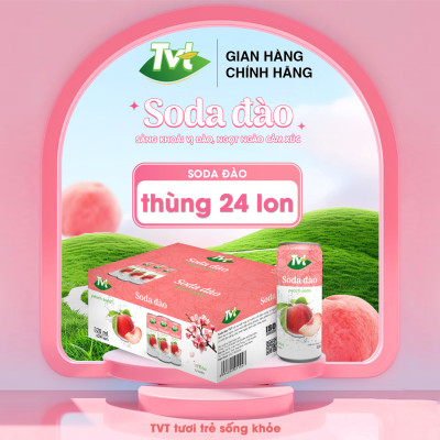 [Thùng 24 lon 320ml] Soda Đào TVT - Nước cốt đào tự nhiên cùng soda nhẹ nhàng