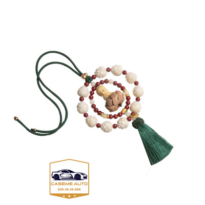 Khánh Treo Xe, Vòng 10 Bông Liên Hoa Phật Thích Ca Gỗ Hoàng Dương Trang Trí Xe Ô Tô, Treo Gương Chiếu Hậu Mang Lại May Mắn - Hàng Nhập Khẩu