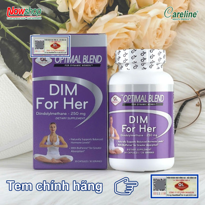 DIM For Her Olympian Labs hộp 30 viên cân bằng nội tiết giúp đẹp da giảm mụn ngăn ngừa u xơ u nang
