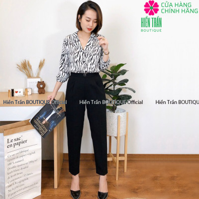 Quần tây nữ Hiền Trần BOUTIQUE lưng cạp cao âu công sở đẹp màu đen đồ đi học form chuẩn tôn dáng