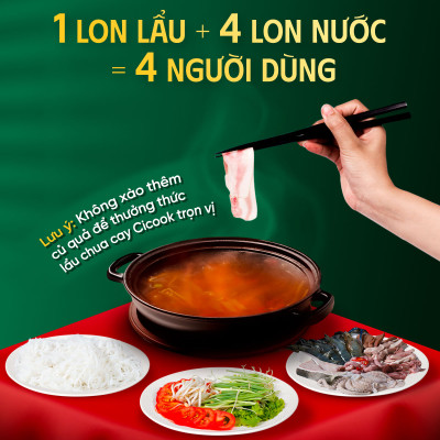 Combo 3 Lon Xốt Lẩu Chua Cay Cicook, Ngon Chuẩn Vị Không Cần Thêm Gia Vị 370g *3
