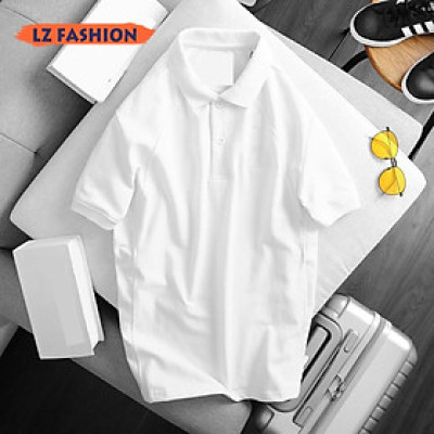 ÁO THUN NAM CỔ BẺ TAY NGẮN MÀU TRƠN LỊCH LÃM, LOGO THÊU ĐẸP MẮT - LZPS150