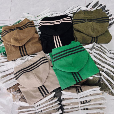 [LZ] Áo khoác nhung tăm xỏ ngón ( kèm túi trong) phối viền nón dễ thương hàng đẹp-A2196