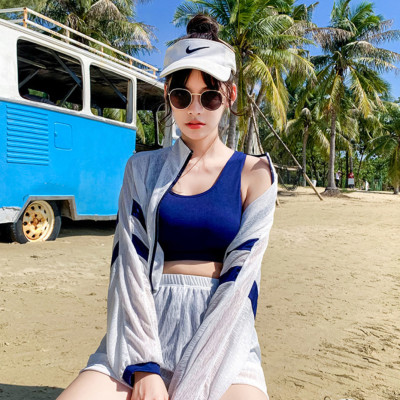 Bộ đồ bơi bikini nữ 2 mảnh kèm áo ren tay dài đi tắm biển, đi tập yoga, tập gym - B12