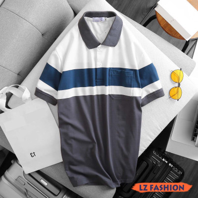 ÁO THUN TAY NGẮN CÓ CỔ PHỐI TÚI SỌC ĐỘC ĐÁO, PHONG CÁCH LỊCH LÃM - LZ FASHION - LZPS143