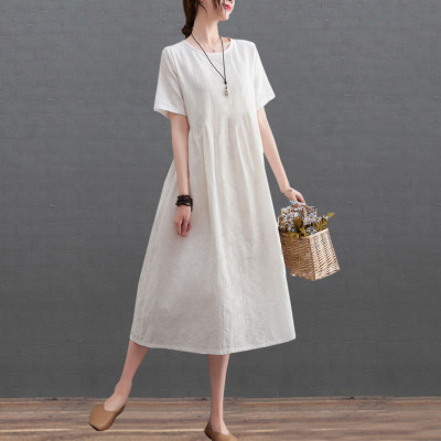 Đầm suông nữ 2 túi tay ngắn chất đũi mát nhẹ Da76