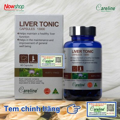 Liver Tonic 13000mg Careline hộp 60 viên cải thiện chức năng gan giúp giải độc mát gan hạ men gan