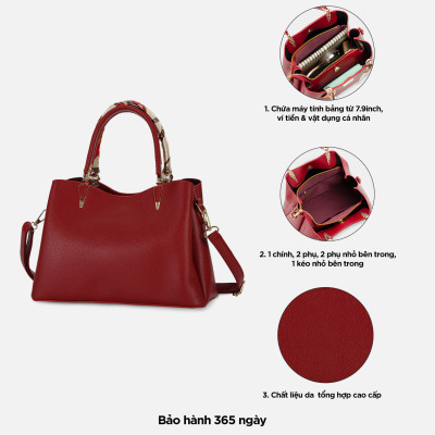 Túi Xách Nữ Công Sở Sang Chảnh IDIGO FB2-5055, Túi Đeo Chéo Thời Trang Phối Khăn Lụa Đi Tiệc Cao Cấp