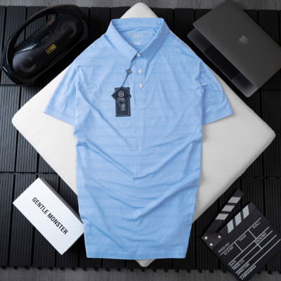 Áo polo golf nam ngắn tay ALIGRO chất vải coolmax kẻ ngang màu xanh blue năng động ALGPLO117