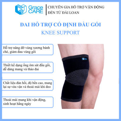 Đai Bó Cố Định Đầu Gối Grace Care KB120 – Co Giãn, Đàn Hồi 4 Hướng, Hỗ Trợ Vận Động, Giảm Đau