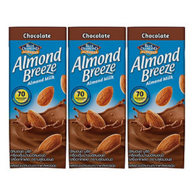 Blue Diamond - Sữa Hạt Hạnh Nhân ALMOND BREEZE vị Chocolate 180ml x 3 Hộp