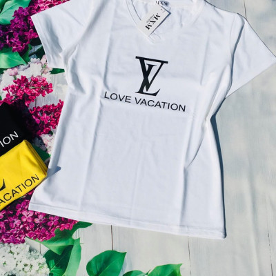 Áo thun nữ MXM form rộng cổ tim in chữ Love Vacation thun 4 chiều từ 45-60kg ( ANU010 )