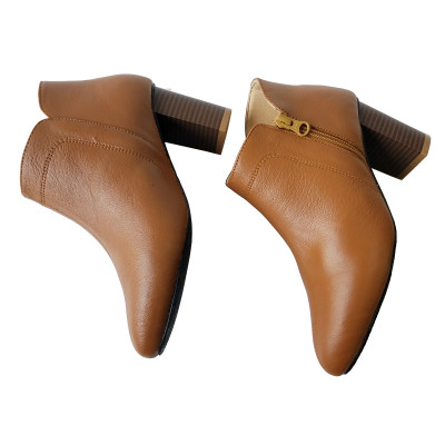 Giày Boot Nữ Cổ Thấp Da Bò Thật BIGGBEN Cao 7 phân BON6