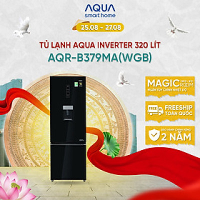 [Freeship toàn quốc - Bảo hành chính hãng 2 năm] Tủ lạnh ngăn đông dưới Aqua 320 Lít AQR-B379MA(WGB) - Hàng chính hãng