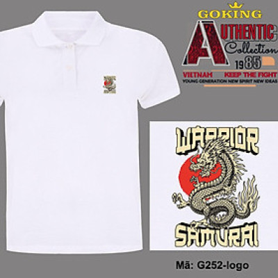 WARRIOR, mã logo.g252. Áo thun polo nam nữ, form unisex. Áo phông cổ trụ Goking, vải cá sấu 3D, công nghệ chống nhăn Nhật Bản