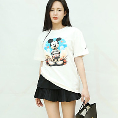 Áo Thun Cotton Unisex in Hình Chuột Mickey Dễ Thương, Chất Liệụ Organic Cotton Sure, Thoáng mát, mềm mại, bảo vệ tốt cho làn da, sản phẩm Chính Hãng