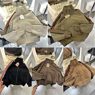 Áo khoác chống nắng cho nữ Viền Sọc Cổ Trụ Dáng Lửng thời trang cực hót-A2102