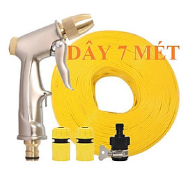  Bộ dây vòi xịt nước rửa xe, tưới cây . tăng áp 3 lần, loại 7m, 10m 206701-1 đầu đồng, cút, + tặng khăn phượt