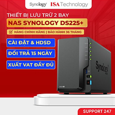 Nas Synology DS225+ thiết bị lưu trữ mạng 2 bay ổ cứng dành cho cá nhân và doanh nghiệp nhỏ năm 2025 hàng chính hãng