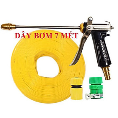 Bộ dây vòi xịt nước rửa xe, tưới cây . tăng áp 3 lần, loại 7m,10m 206318 đầu đồng,cút,nối vàng+ tặng túi đựng bút