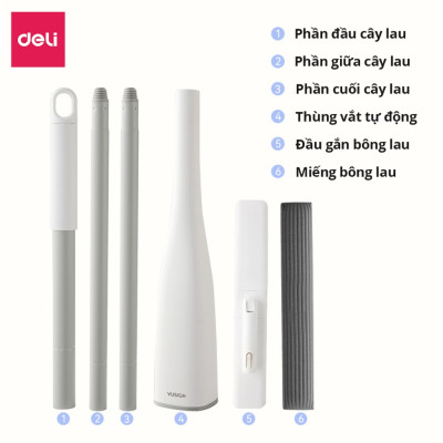 Cây lau nhà mút xốp cao su tự vắt thông minh DelixVusign cao cấp siêu thấm hút tiện lợi dễ dàng vệ sinh mọi ngóc ngách