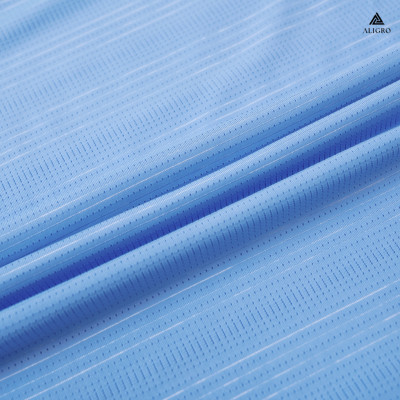 Áo polo golf nam ngắn tay ALIGRO chất vải coolmax kẻ ngang màu xanh blue năng động ALGPLO117