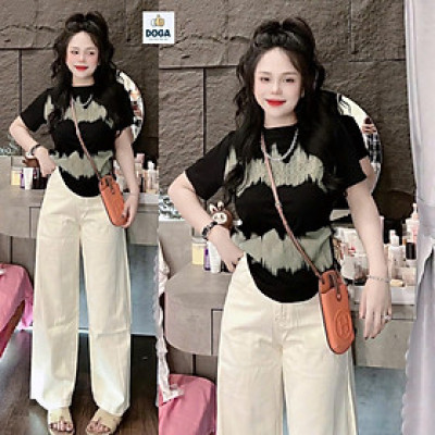 Áo thun babytee chất borip cotton DOGA điểm nhấn in loang phối dập nổi 5 màu mã 190