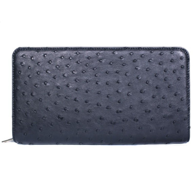 Ví nữ da đà điểu Huy Hoàng 1 khóa thụt màu đen - HP3462